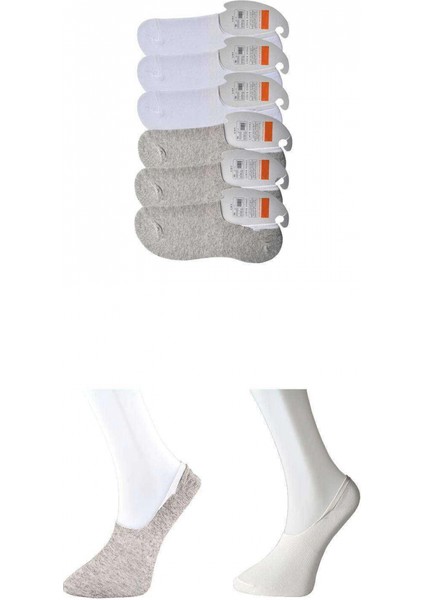 Gri ve Beyaz Erkek Babet Çorap 6 Çift