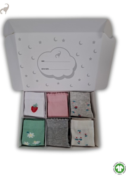 6'lı Organik, Yenidoğan, Babyshower, Hediyelik Kız Çocuk Çorap