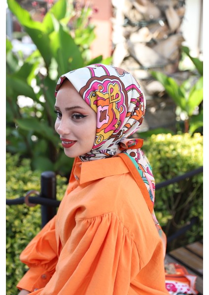 Velvet Desenli Eşarp Turuncu