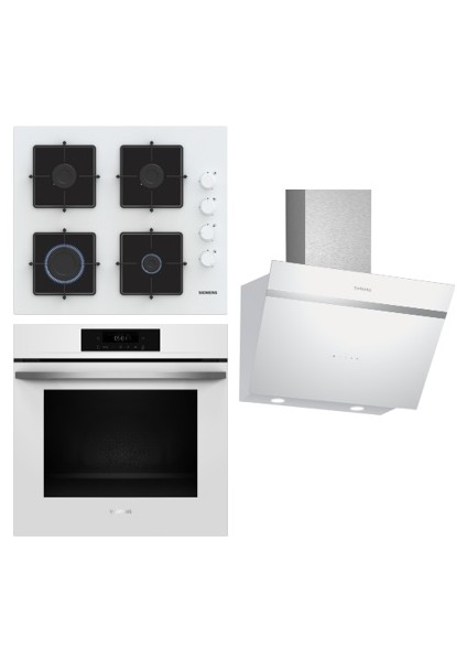 Beyaz Ankastre Set (HJ852GYW0T Kendini Temizleyen Fırın EO6C2PP30O Ocak LC66KPJ20T Davlumbaz))