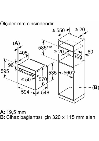 Beyaz Ankastre Set (HJ852GYW0T Kendini Temizleyen Fırın EO6C2PP30O Ocak LC66KPJ20T Davlumbaz))