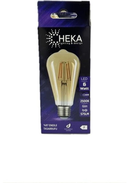 Heka LED Ampul 6 Watt 2500K E27 Gün Işığı Rustik Bohem Yüksek Işık Gücü Ampul