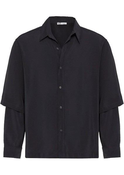 Çift Kol Detaylı Oversize Gömlek Siyah fiyatları