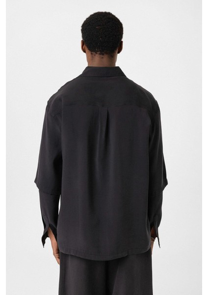 Çift Kol Detaylı Oversize Gömlek Siyah indirimleri