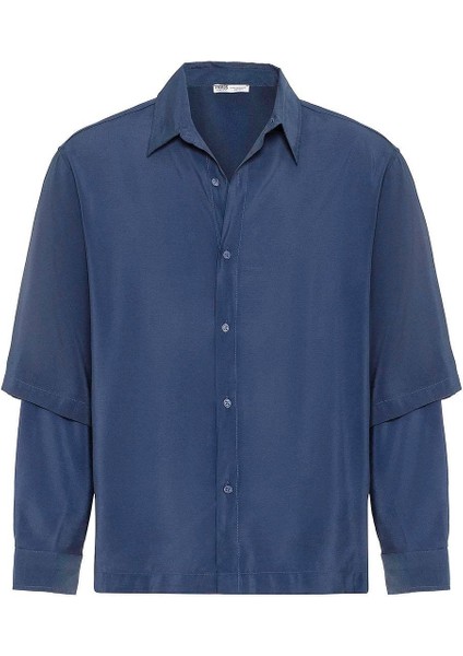 Çift Kol Detaylı Oversize Gömlek Indigo fiyatları