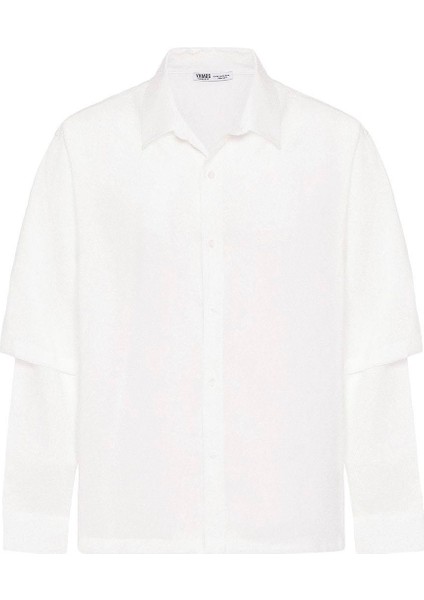 Çift Kol Detaylı Oversize Gömlek Beyaz fiyatları