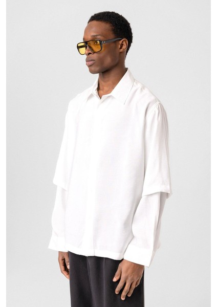 Çift Kol Detaylı Oversize Gömlek Beyaz fırsatları