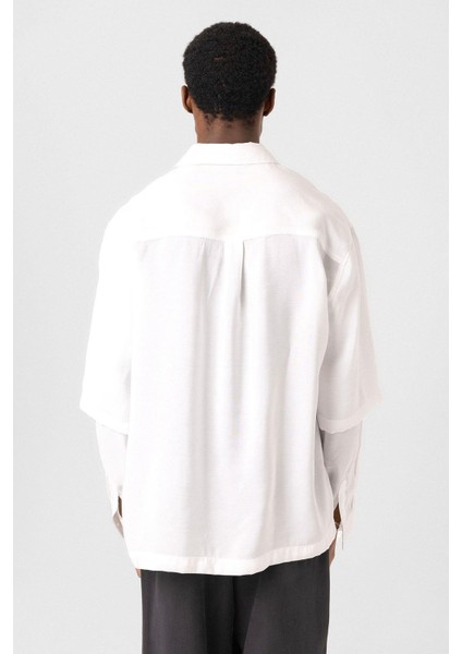 Çift Kol Detaylı Oversize Gömlek Beyaz indirimleri