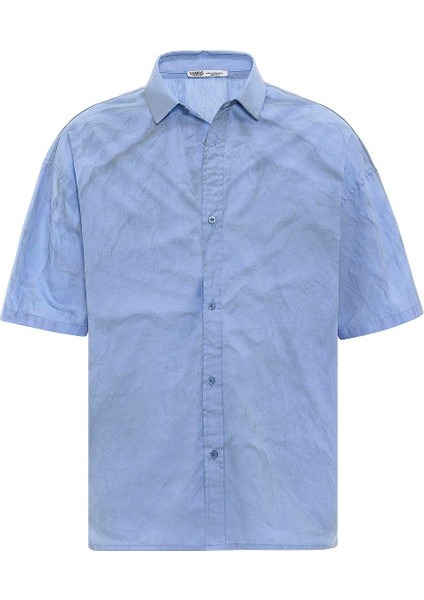 Oversize Yıkamalı Poplin Gömlek Mavi fiyatları