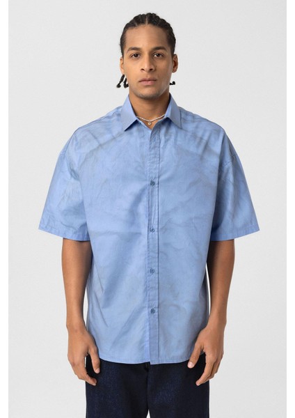 Oversize Yıkamalı Poplin Gömlek Mavi modelleri