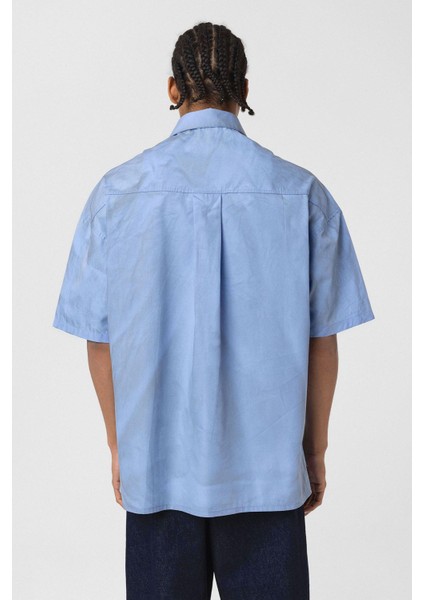Oversize Yıkamalı Poplin Gömlek Mavi fırsatları