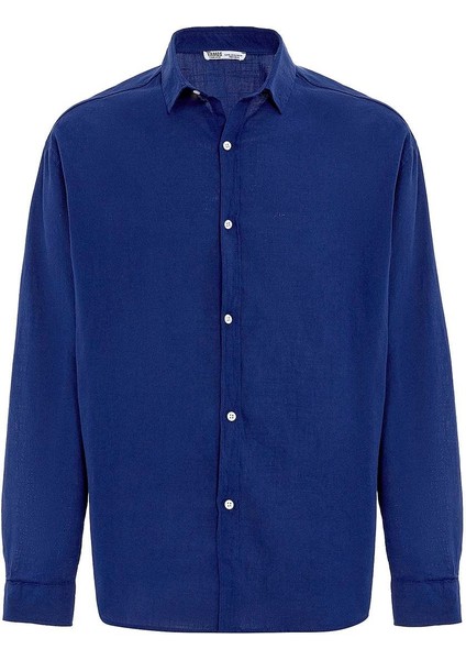 Basic Oversize Pamuk Keten Gömlek Saks fiyatları