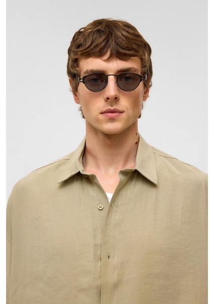 Basic Oversize Kısa Kollu Modal Gömlek Haki fırsatları