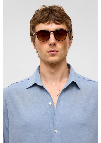 Oversize Uzun Kollu Keten Gömlek Bebe Mavi modelleri