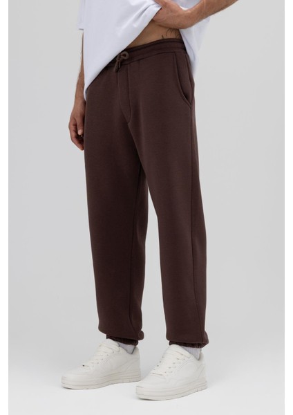Basic Paça Lastikli Eşofman Alt Kahve modelleri