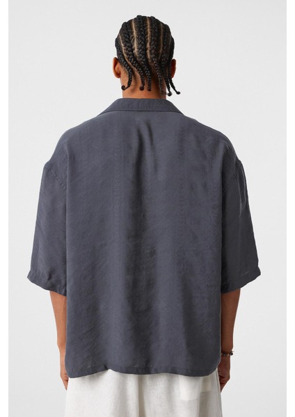 Oversize Kısa Kol Modal Kumaş Gömlek Antrasit fırsatları