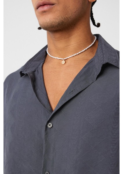 Oversize Kısa Kol Modal Kumaş Gömlek Antrasit indirimleri