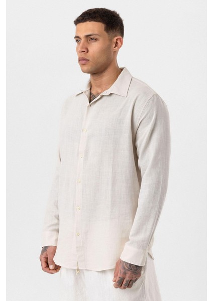 Uzun Kollu Basic Oversize Gömlek Bej fırsatları