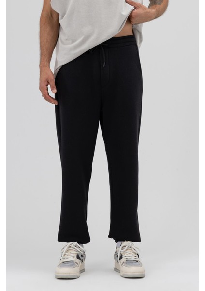 Basic Paça Lastikli Eşofman Alt Siyah