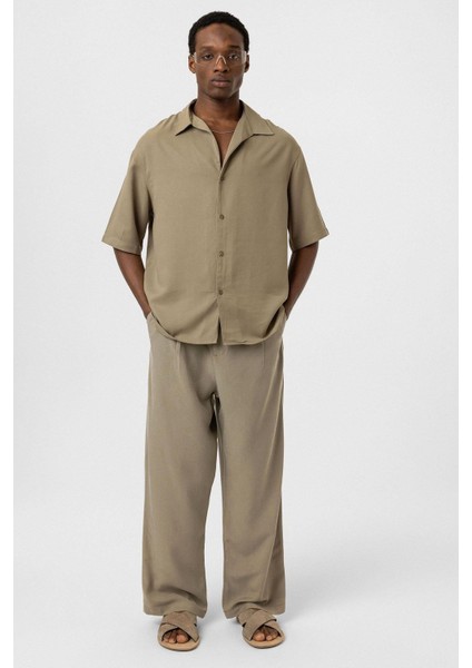 Oversize Lyocell Kumaş Gömlek Haki