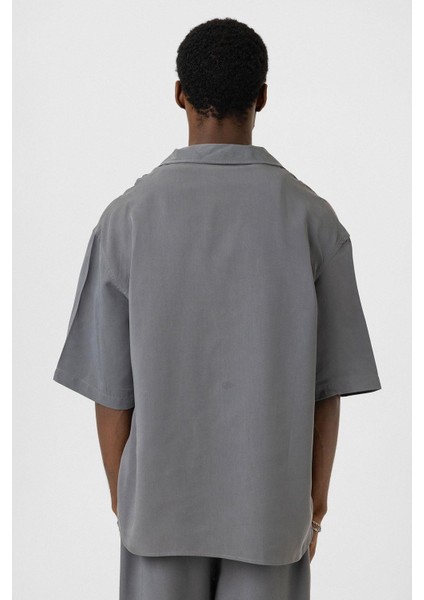 Oversize Lyocell Kumaş Gömlek Gri indirimleri