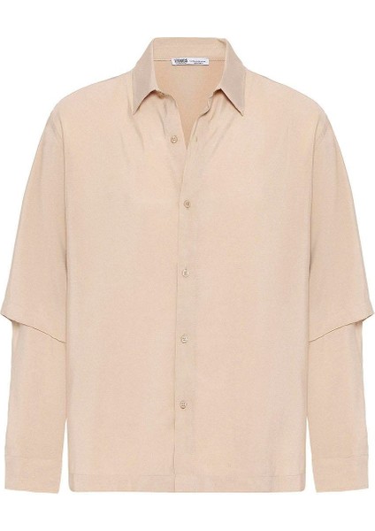 Çift Kol Detaylı Oversize Gömlek Bej fiyatları