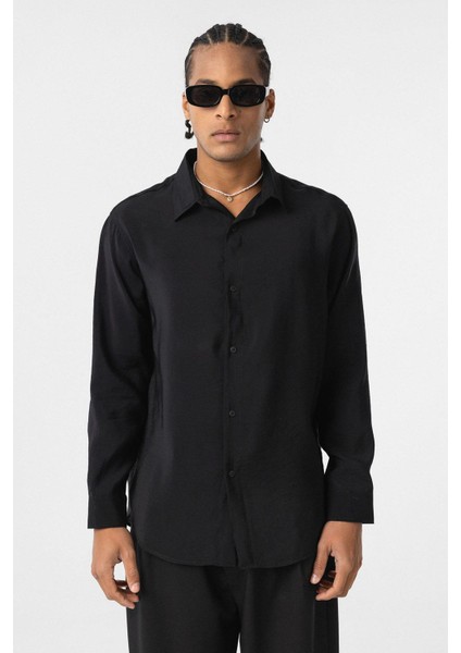Oversize Modal Kumaş Gömlek Siyah modelleri