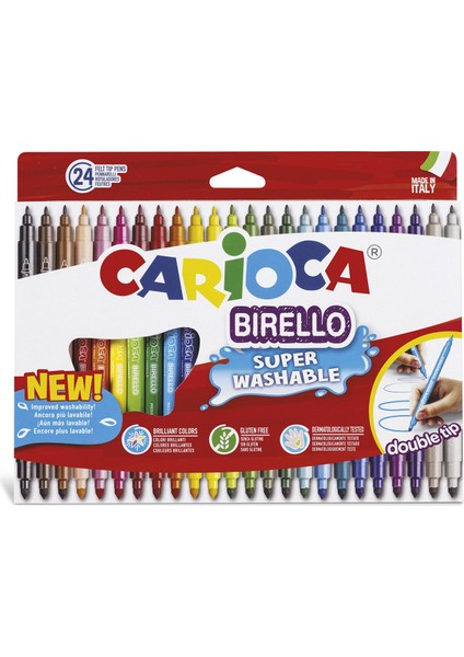 Bırello Super Yıkanabilir Çift Taraflı Keçeli Boya Kalemi 24'lü