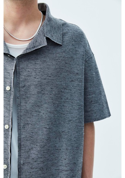 Oversize Keten Gömlek Siyah fırsatları