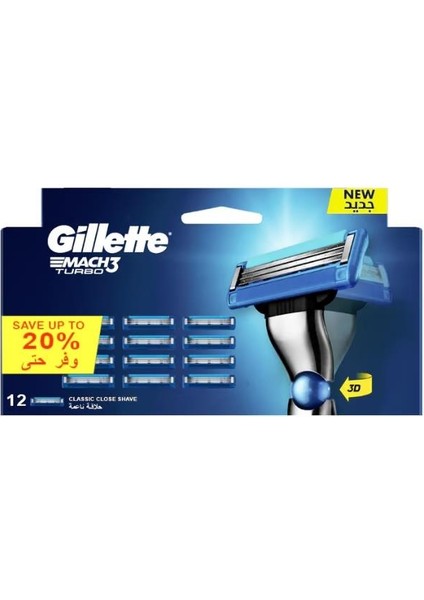 Mach 3 Turbo Yedek Bıçak 12'li