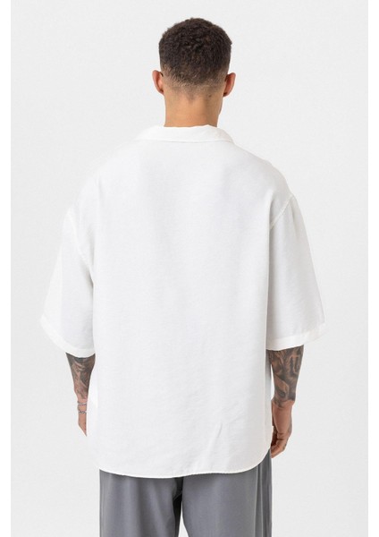 Yıkamalı Oversize Kısa Kol Gömlek Ekru indirimleri