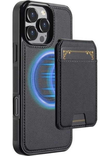 iPhone 15 Pro Max Kılıf Capella L3 Serisi Mıknatıslı Kartlıklı 2-1 Kapak
