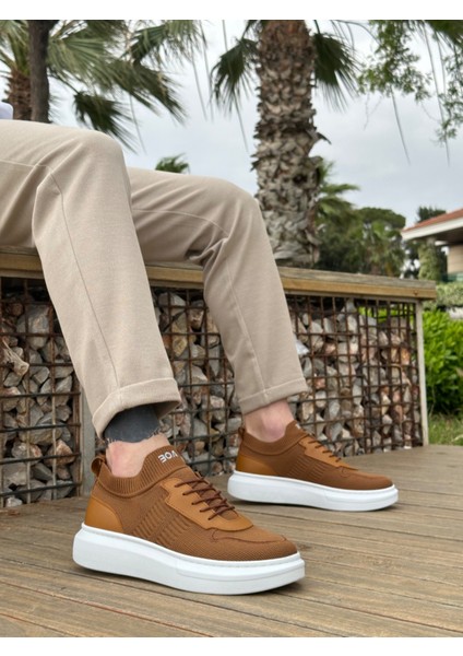 ET0812 Özel Örme Triko Tarz Taba Renk Spor Ayakkabı