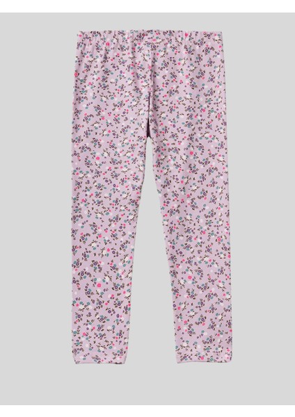 Kız Çocuk Desenli Tayt 1-6 Yaş Lila