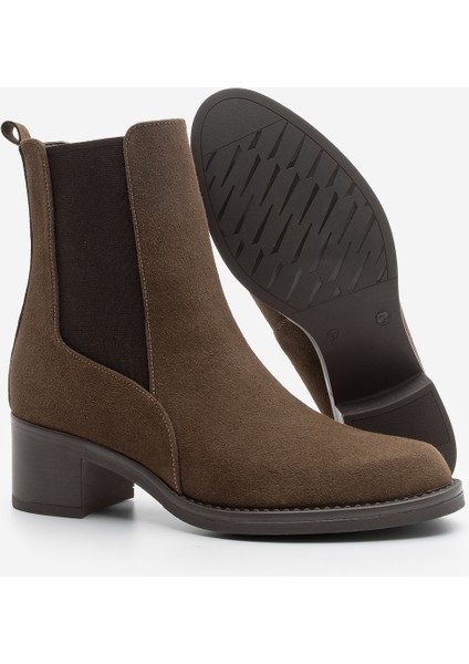 Kadın Kalın Topuklu Elastik Yan Bantlı Topuklu Bot Elove