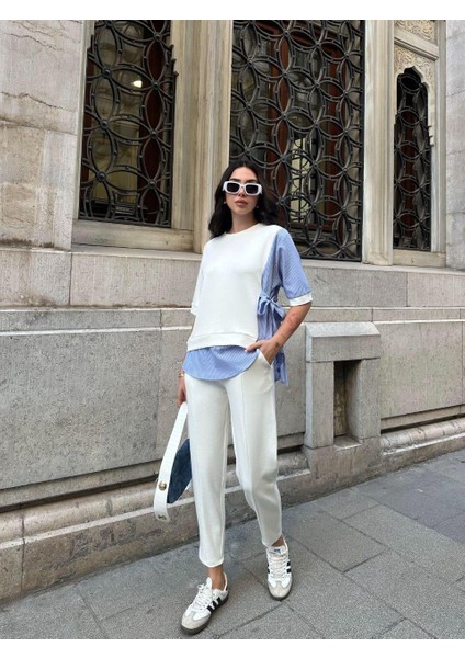 Yandan Bağlamalı Gömlek Garnili Takım