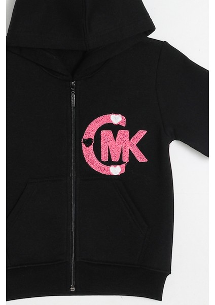 Kapüşonlu Kız Çocuk Kalın Fermuarlı Sweatshirt - 60705 fırsatları