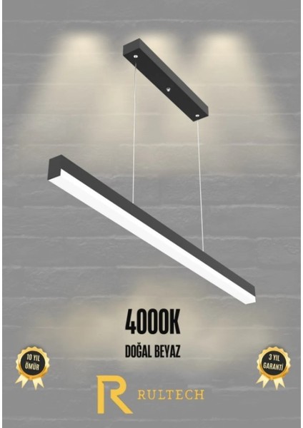 Magro 100CM ( Siyah Kasa, Sıcak Beyaz Işık 4000K ) Sarkıt Modern LED Avize, Salon, Mutfak, Masa