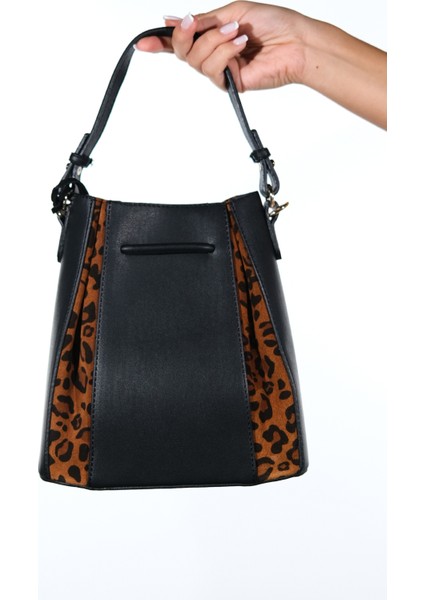 Maralıs Siyah Taba Desenli Kadın Boğmalı Kol Çantası fırsatları