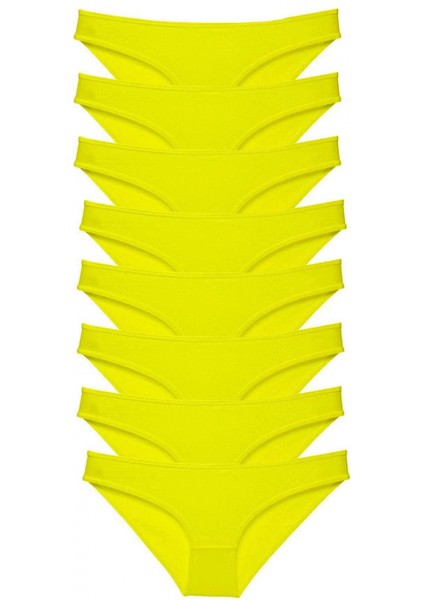 8 Adet Süper Eko Set Likralı Kadın Slip Külot Sarı