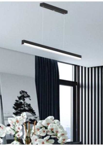 Magro 100CM ( Siyah Kasa, Sıcak Beyaz Işık 4000K ) Sarkıt Modern LED Avize, Salon, Mutfak, Masa