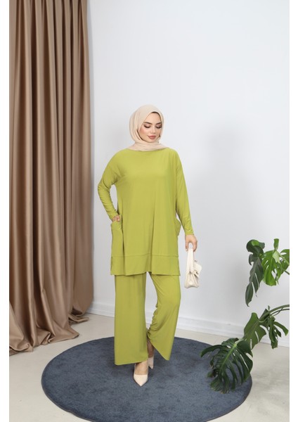 Yanları Cepli Sandy Pantolonlu Takım