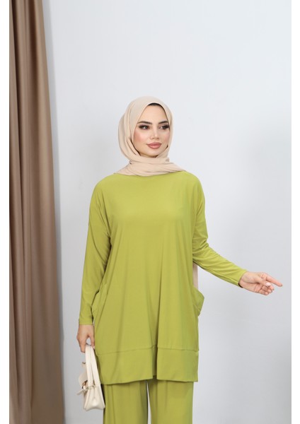 Yanları Cepli Sandy Pantolonlu Takım indirimleri