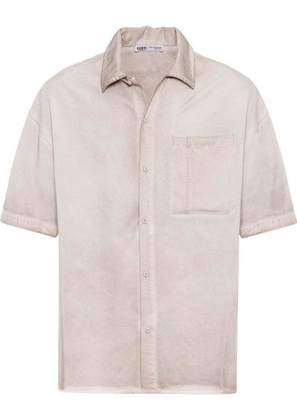 Yıkamalı Kısa Kollu Oversize Gömlek Taş fiyatları