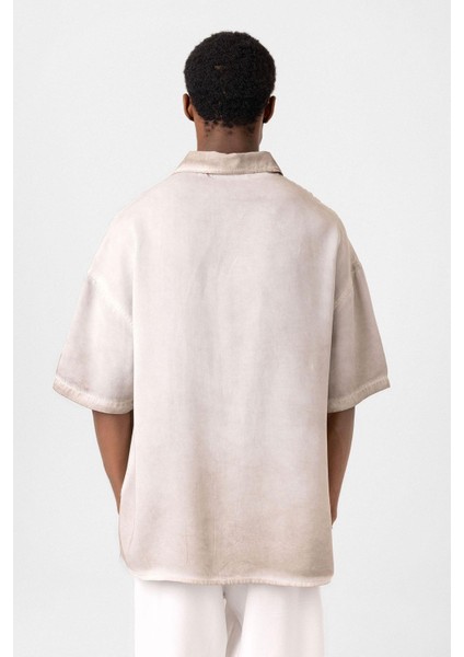 Yıkamalı Kısa Kollu Oversize Gömlek Taş indirimleri