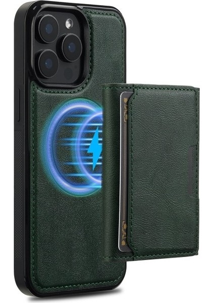 iPhone 15 Pro Kılıf Pollux L2 Serisi Mıknatıslı Kartlıklı 2-1 Kapak