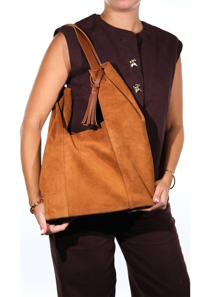 Orlıtha Taba Hakiki Deri Süet Kadın Omuz Çantası