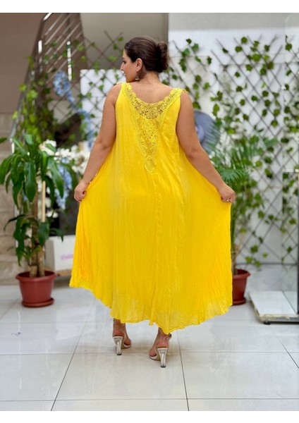 VL1046 Kolsuz Vual Elbise Sarı fırsatları