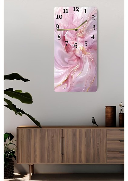 30X60 cm Mdf Tablo Saat – Pembe Çiçek Desenli, Sessiz Mekanizmalı, Uv Baskılı – USD166 fiyatları
