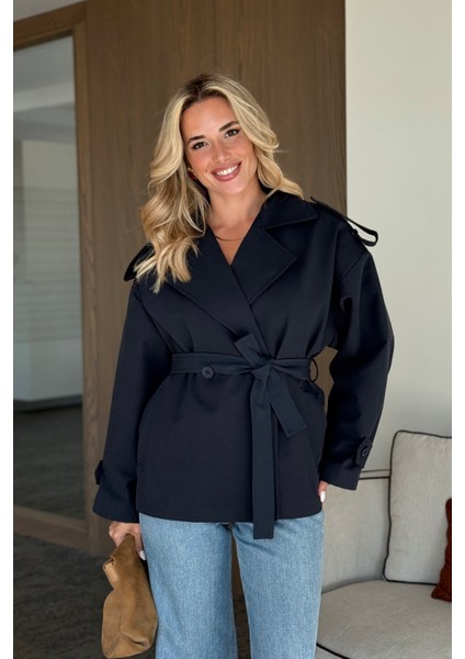 Lacivert Julia Kısa Trenç - 9609